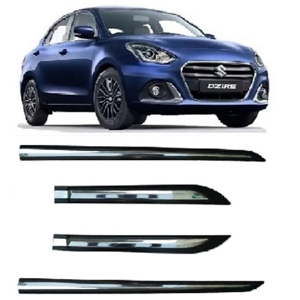 Car Door Side Beading For New Swift Dzire - Silver & Black